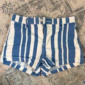 Altar'd State High Waist Blue and White Striped Shorts